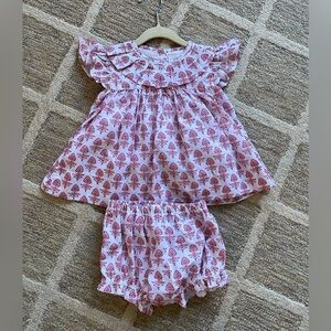 Cecil and Lou Eliza James Kids pink and white floral botanical diaper set 2T